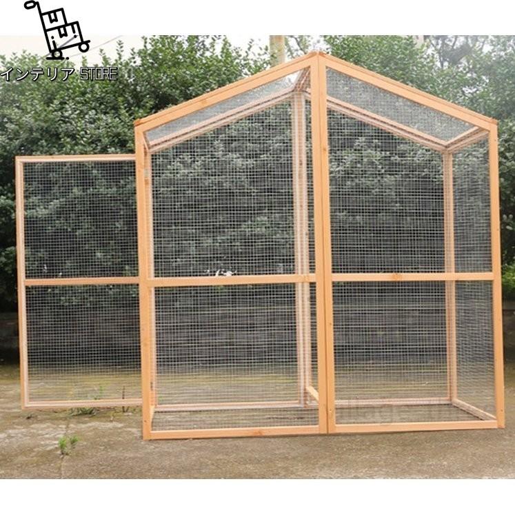 匿名配送 透明なドア 別荘 大型インコ用　バード 鳥籠 飼育ケージ 小動物 ペット 松の木 鳥 鶏 鴨 うさぎ 室外 転倒防止 組立式 防腐材 【H1127902456】(40035円)