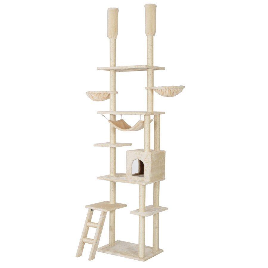 完売】 ブラウン キャットタワー 突っ張り室内ペット用品全高235-258cm