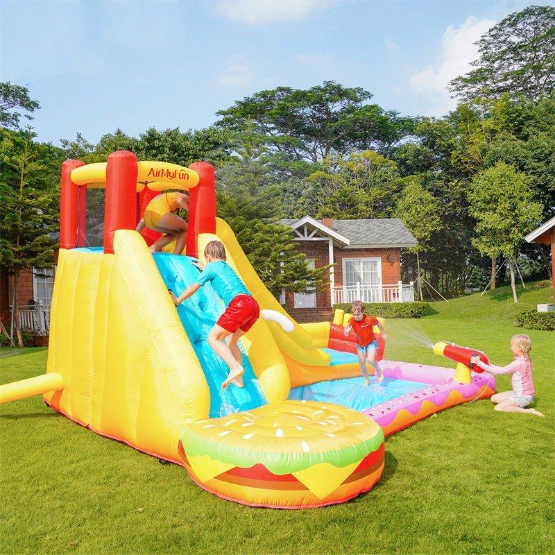 [乾湿両用/送風機付き] プール 遊具 すべり台 滑り台 大型遊具 エア遊具 エアー遊具 ウォータースライダー アウトドア ふわふわ遊具 トランポリン [乾湿両用/送風機付き] トランポリン