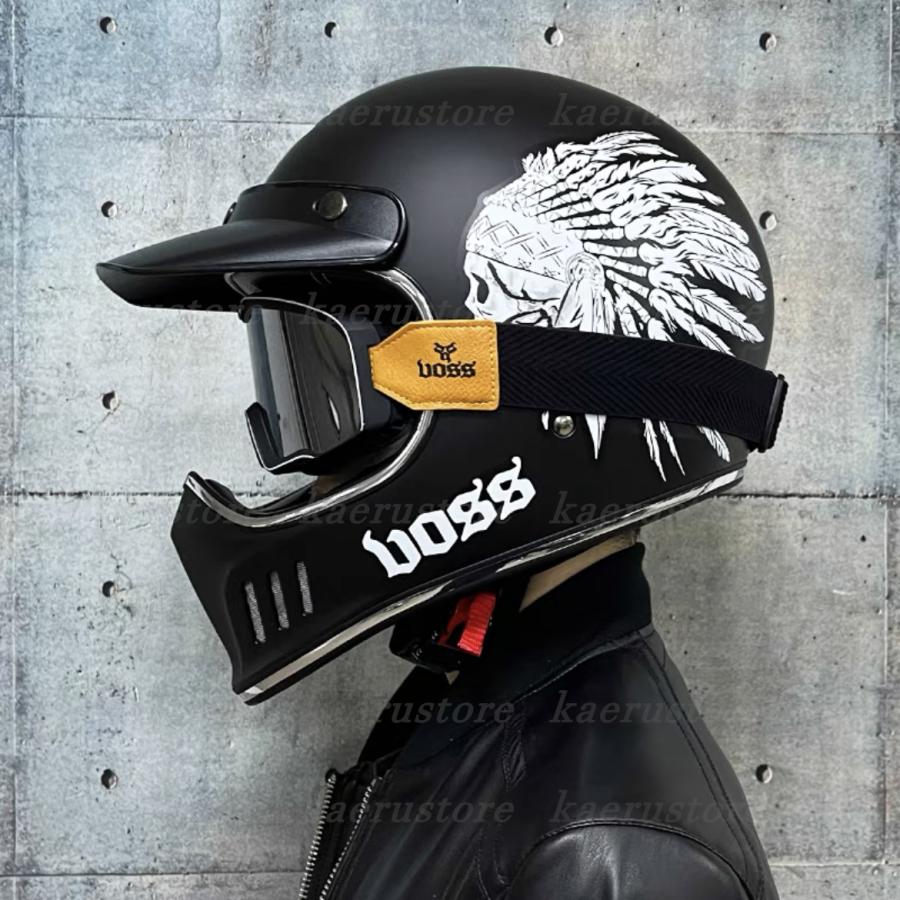 人気レトロハーレーヘルメット オフロードヘルメット 、艶消し黒 | www
