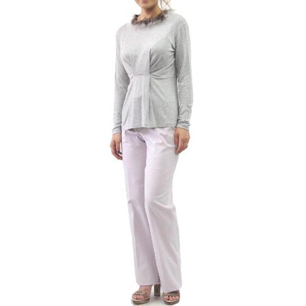 H・Ａ・N・Dファー付きレーヨンカットソー(サイズ42)(ライトグレー)