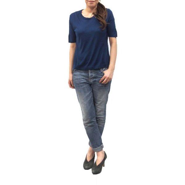 Theory Luxe(セオリーリュクス)半袖ニット(サイズ38/40)(ネイビー/オフホワイト)(送料無料)