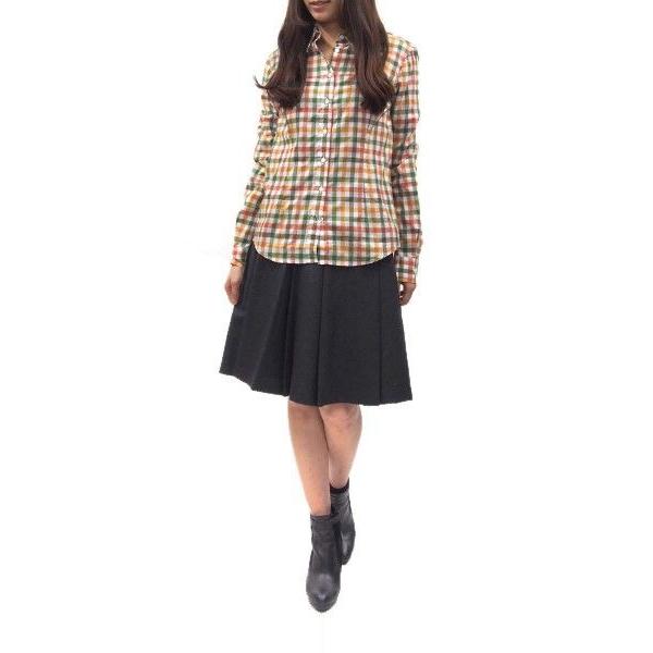 glanshirt(グランシャツ)チェックシャツ(サイズ38)(オレンジ×グリーン×レッド)