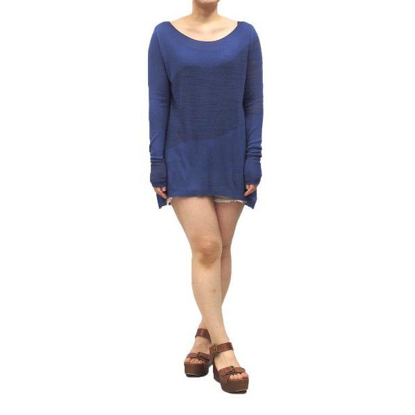 RINASCIMENTO(リナシメント)バイカラー薄手ニットチュニック(サイズS/M)(ブルー×ネイビー)(サンプル品)