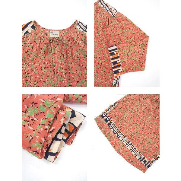 stella forest(ステラフォレスト)柄プルオーバーブラウス(サイズT38)(ピンク×グリーン) printed dress ABRIL