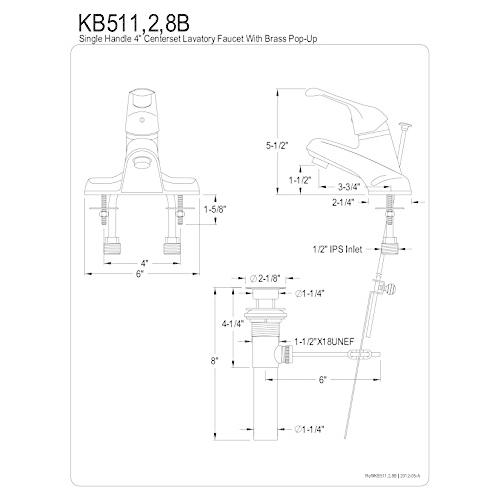 並行輸入　Kingston　Brass　Centerset　in.　Lavatory　Single　KB511B　Faucet　Handle