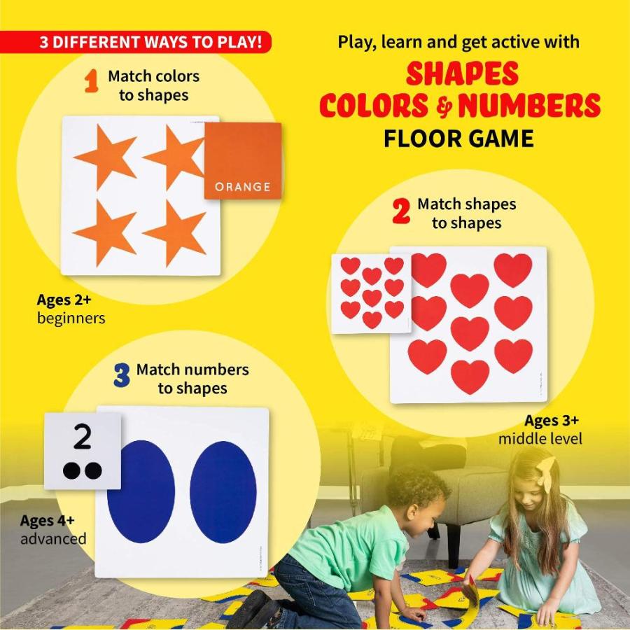 女性が喜ぶ SPARK INNOVATIONS Shapes Colors Counting Floor Game Large Flash Cards and K