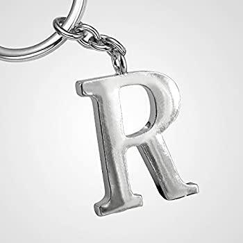 Monnel Z538_B Silver Adorable Alphabet Initial Letter R Keychain Key Ring