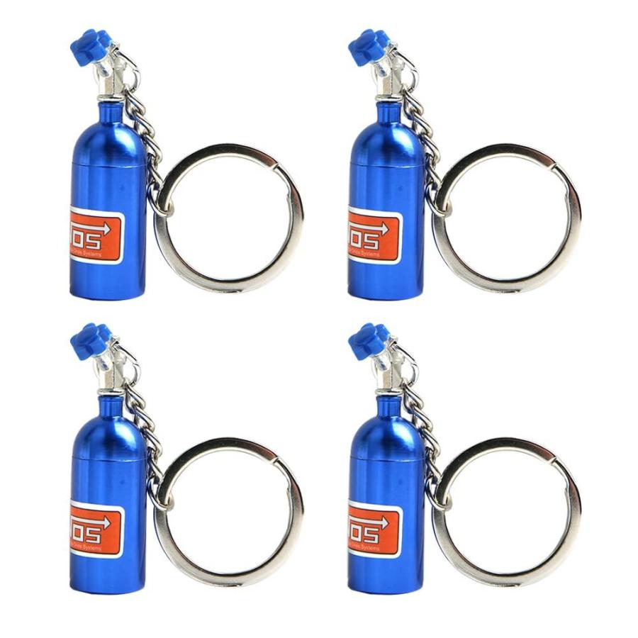 Acxico NOS 亜酸化窒素ボトル キーホルダー キーリング スタッシュ ピルボックス ストレージ ターボキーチェーン 4個セット 画像を