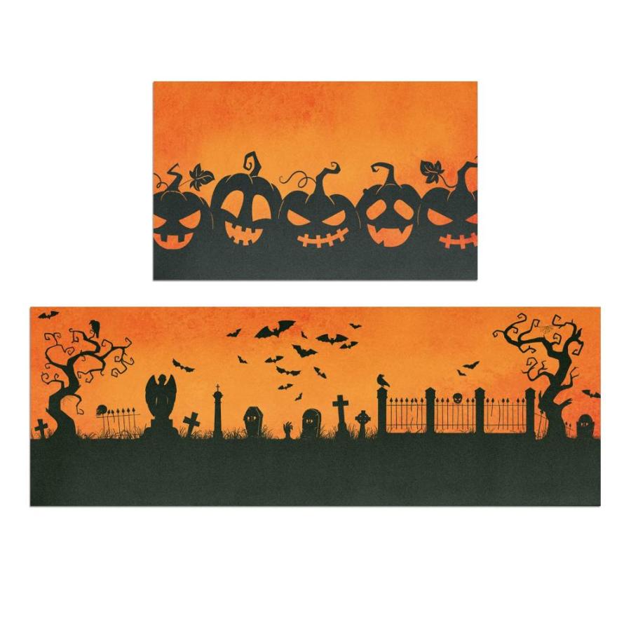 Halloween Kitchen Mat Set of 2 Non Slip Thick Kitchen Rugs and Mats for