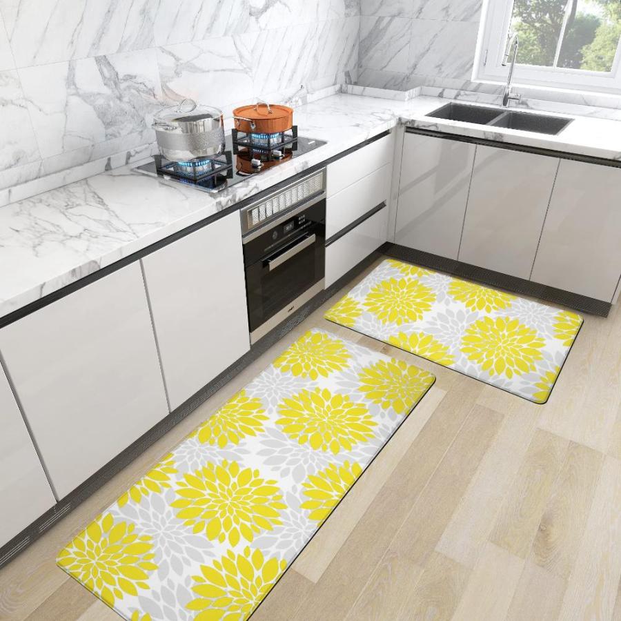 Modern Kitchen Rugs AntiFatigue Dahlia Flowers Kitchen Floor Mat Padded