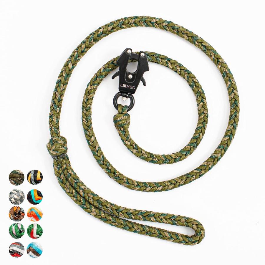 Heavy Duty Paracord Braided Dog Leash with LIIIIIIKES Frog Clip2 FT/4