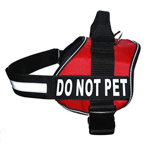 DO NOT PET Dog Vest Harness with Removable Patches and Reflective Trim