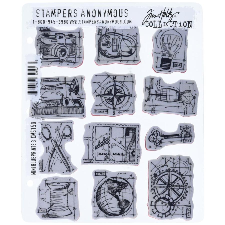 Tim Holtz Cling Stamp Set Attic Treasures - Timbri In Gomma 7x8.5cm Per Fai Da Te E Artigianato - Foto 2