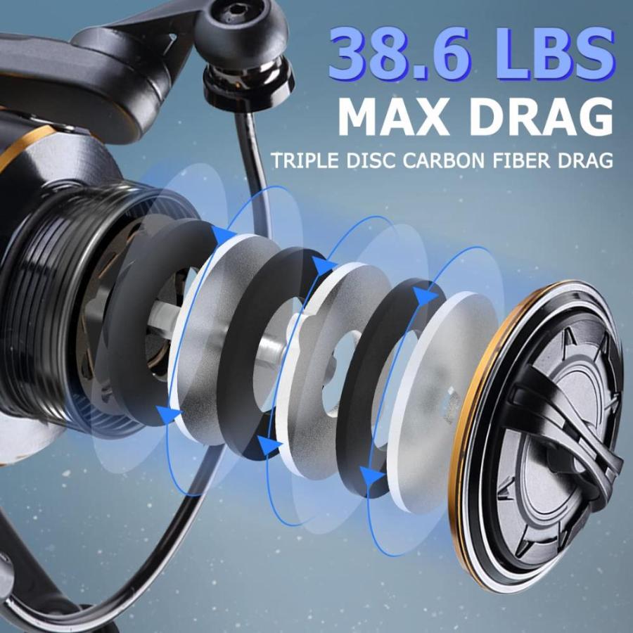 新作入荷!!  Tempo Spinning Reel 9+1 BB Smooth Fishing Reels Max Drag up to 38.6 LBs wit