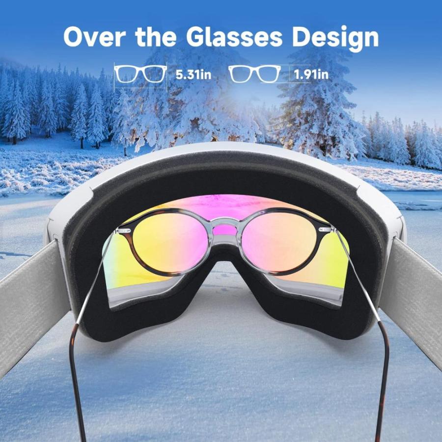 Findway Ski Goggles OTG Over Glasses Snow Goggles Interchangeable Lens