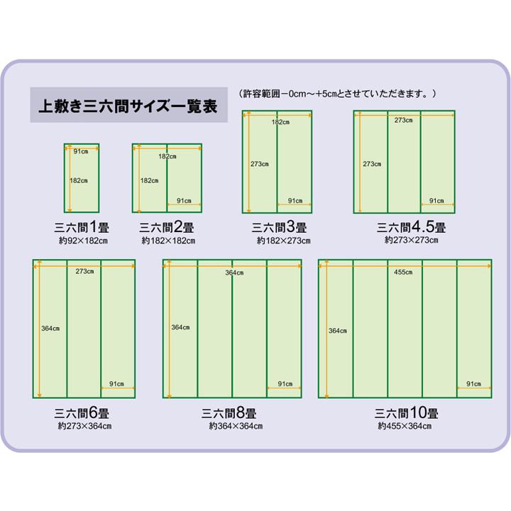 フリーカット い草 上敷き カーペット 『F不知火』 三六間3畳(約182×273cm）(裏:ウレタン張り）[13]