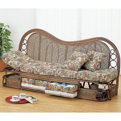 3人掛け籐カウチソファ 幅185cm y614b 籐家具 籐 ラタン家具 ラタン ラタン製 椅子 チェア ソファー ソファ 座面下収納引出し付 幅1850 奥行600 高さ900