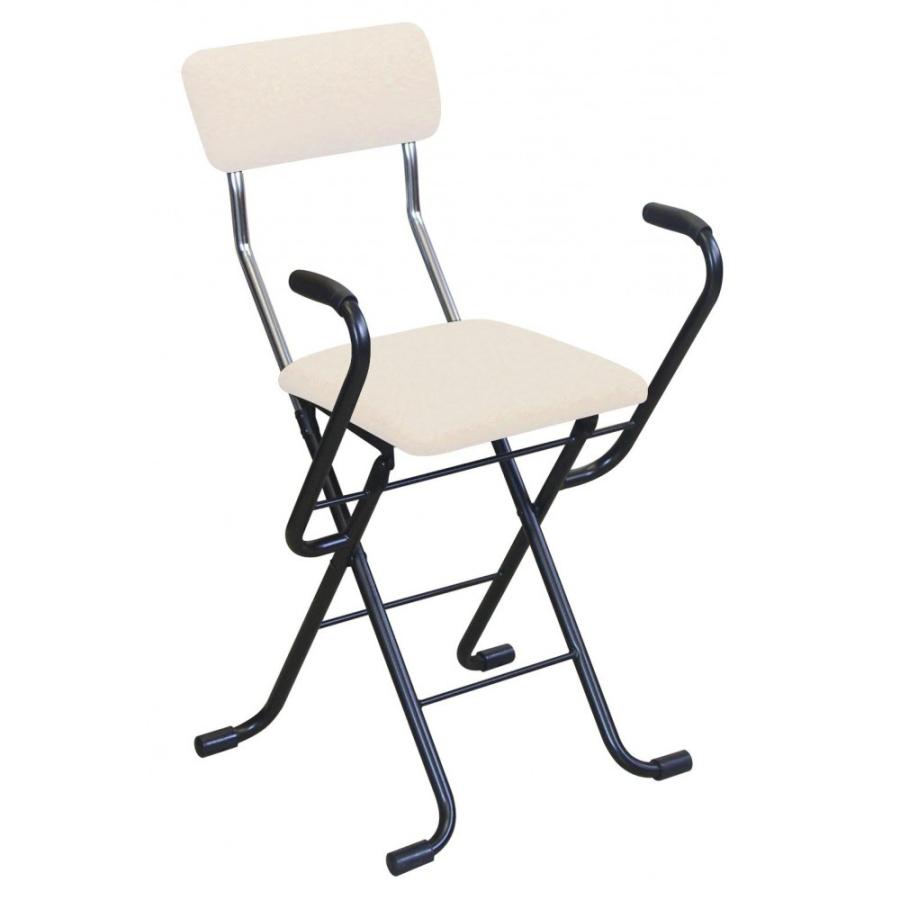 送料無料　ルネセイコウ 日本製 折りたたみ椅子 フォールディング Jメッシュアームチェア ベージュ/ブラック MSA-49（同梱・代引不可）