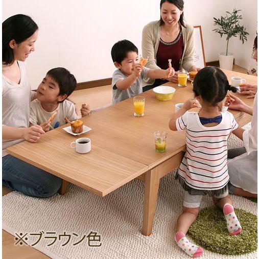 ローテーブル センターテーブル 伸縮 広がる 伸長式 木製 4人 5人 6人