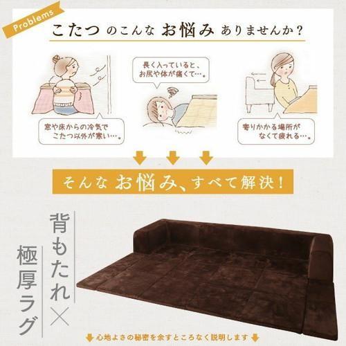 コーナーソファー コーナーソファ コの字 L字 ローソファー ラグマット こたつ敷布団 こたつマット 3畳 (ラグ＋カバー）250×174