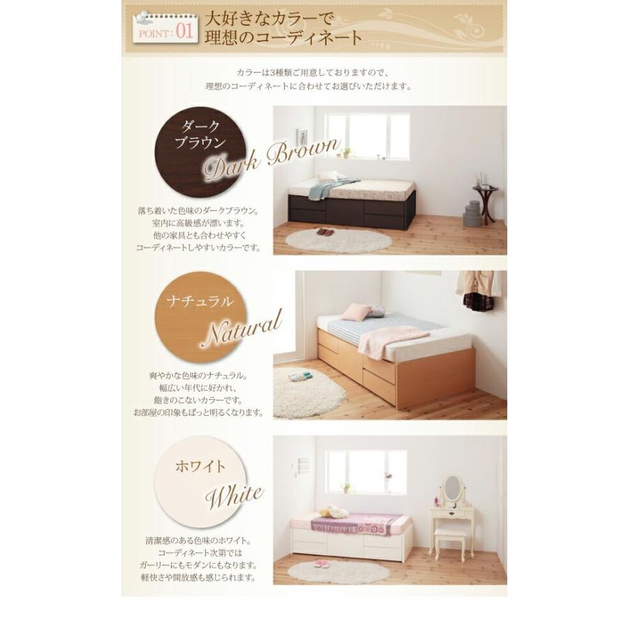 シングルベッド 一人暮らし ショート丈 フレームのみ チェストベッド ミドル ベッド下収納 引き出し付き 大容量 ヘッドレス 北欧 おしゃれ モダン アンティーク_3