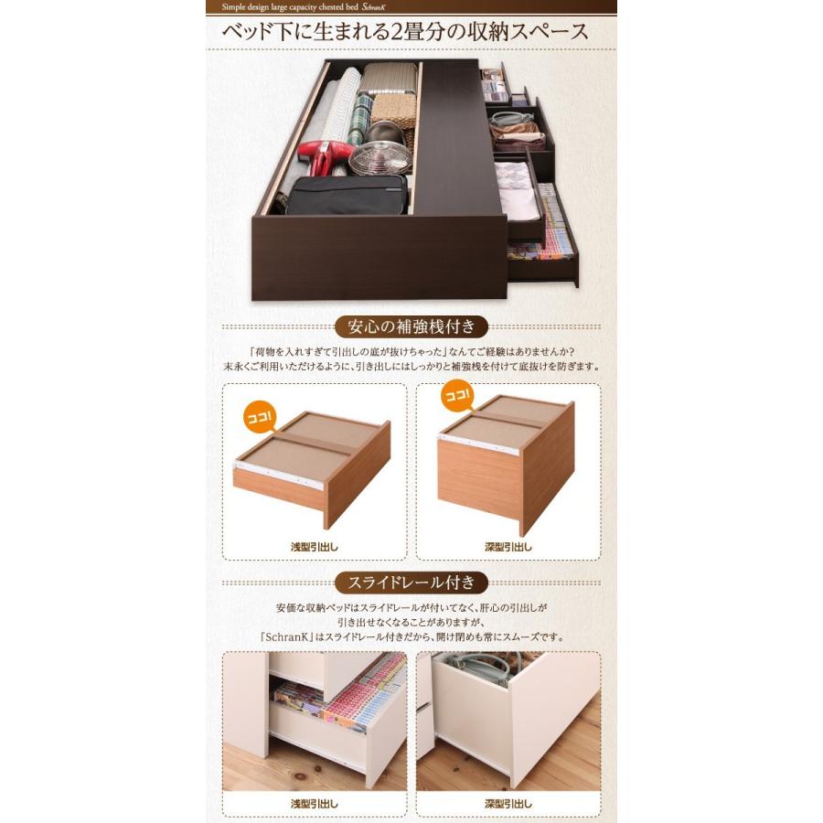 ダブルベッド 2人 フレームのみ チェストベッド ミドル ベッド下収納 引き出し付き 大容量 ヘッドレス デザイナーズ ホテル モダン 高級 メンズ_3