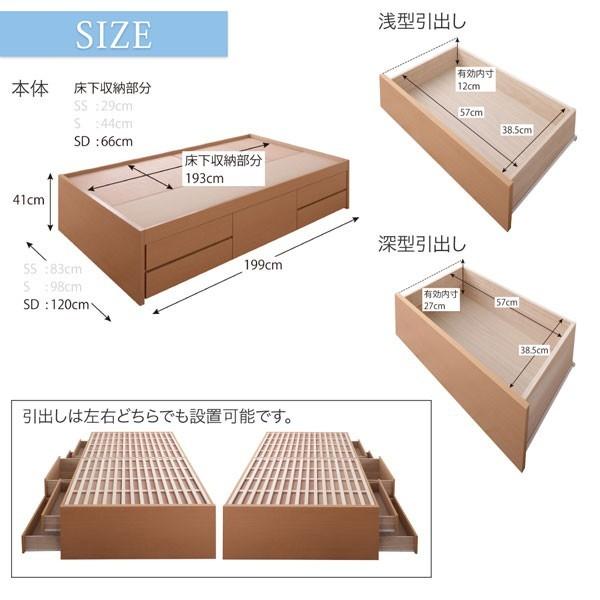 セミダブルベッド 一人暮らし SD マットレス付き チェスト ベッド下 収納 引き出し 大容量 ヘッドレス 布団可 すのこ 通気性 カビ 北欧 おしゃれ アンティーク_2