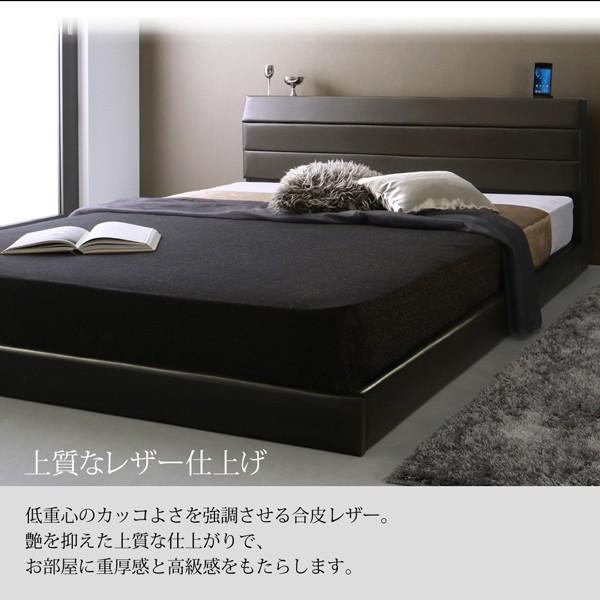 セミダブルベッド 一人暮らし マットレス付き ロー 低い 宮 棚 携帯 収納 コンセント スマホ 充電 すのこ 通気性 カビ レザー ゴージャス 豪華 ゴシック 姫系_4