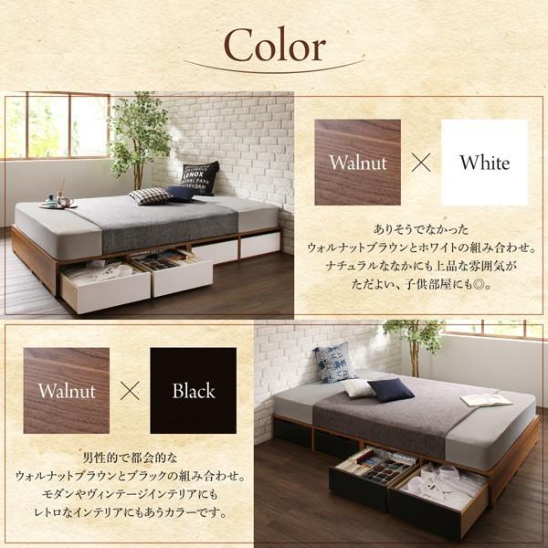 セミダブルベッド 一人暮らし マットレス付き ベッド下収納 大容量 床下収納スペース ローベッド 低い ヘッドレス 布団可 フラット床板 箱型 ツートンカラー_13
