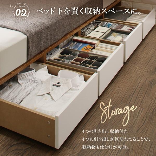 セミダブルベッド 一人暮らし マットレス付き ベッド下収納 大容量 床下収納スペース ローベッド 低い ヘッドレス 布団可 フラット床板 箱型 ツートンカラー_7