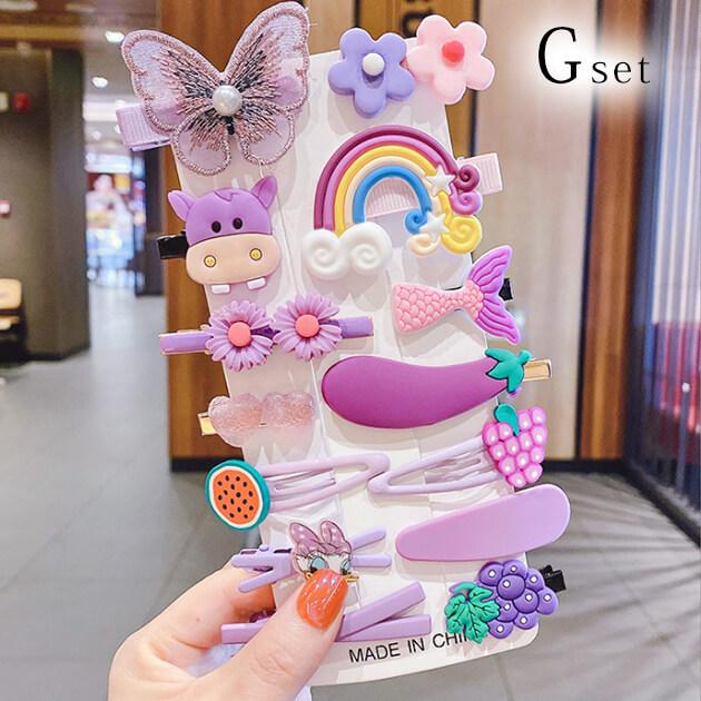 【みーぴょん様♡ご確認用ページ】ベビーヘアクリップ♡ベビー＆キッズヘアゴム 子供用ヘアーピンセット（14点セット）ヘアクリップ ミニ 前髪