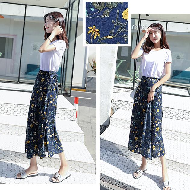 2way巻きスカート 花柄 ロング スカート フラワープリント パレオ