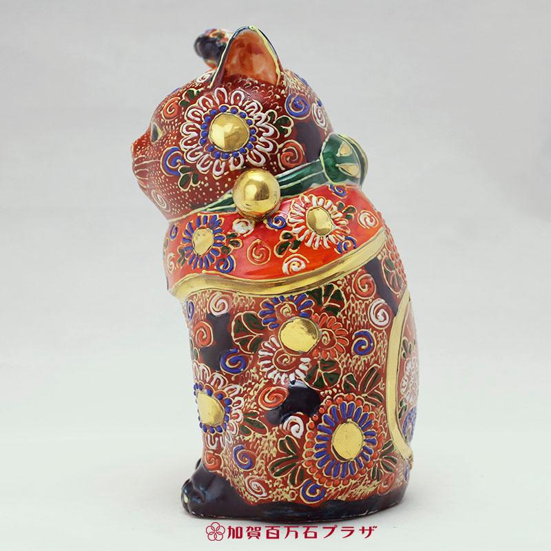 九谷焼 招き猫(右：金運向上、商売繁盛) ／九谷焼6号(高さ19cm)いっ