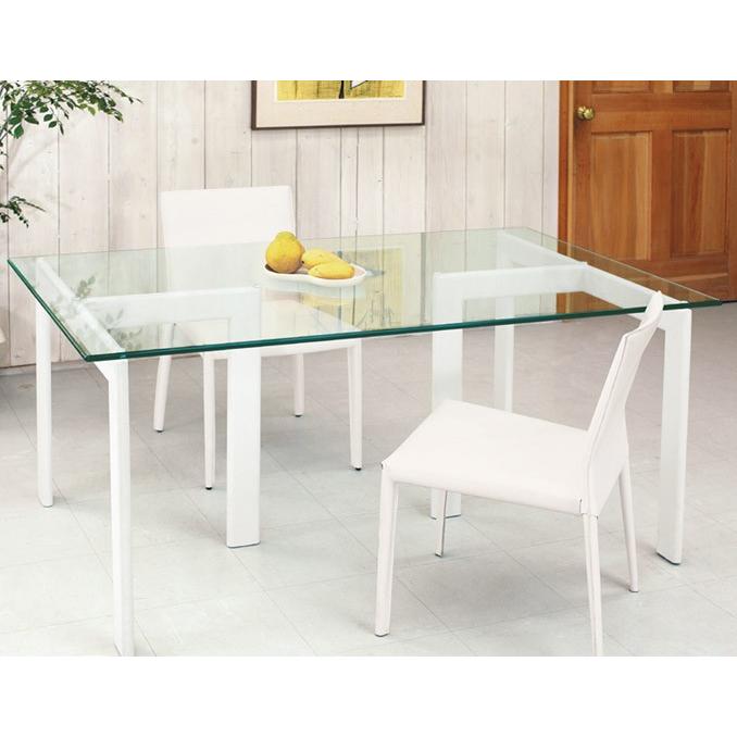 クリスタル ダイニングテーブル ガラス 白 幅150cm ガラステーブル 