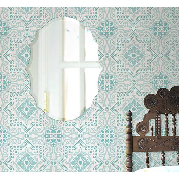 クリスタル ミラー 400x533mm クレスト デラックスカット 鏡 壁掛け ミラー 壁掛け 日本製 5mm厚 玄関 リビング 寝室 トイレ 取付金具と説明書 壁掛け鏡 壁に