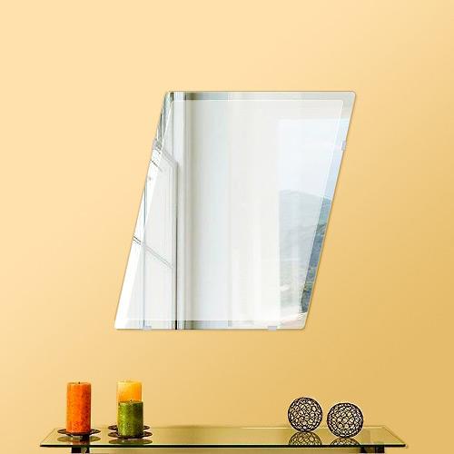 クリスタル ミラー 400x500mm ロンボイド デラックスカット 鏡 壁掛け ミラー 壁掛け 日本製 5mm厚 玄関 リビング 寝室 トイレ 取付金具と説明書 壁掛け鏡 壁に