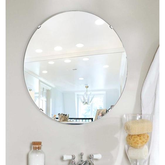 クリスタル ミラー 洗面鏡 浴室鏡 650x650mm 正円形 シンプルカット 洗面 鏡 浴室 壁掛け ミラー 日本製 5mm厚 取付金具と説明書 壁掛け鏡 ウオールミラー 防湿｜kagami