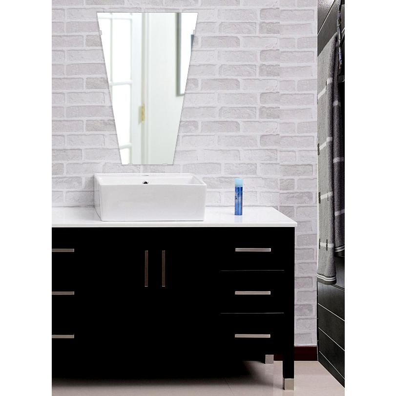 クリスタル ミラー 洗面鏡 浴室鏡 400x600mm テーパードバゲット シンプルカット 洗面 鏡 浴室 壁掛け ミラー 日本製 5mm厚 取付金具と説明書 壁掛け鏡