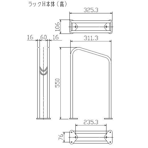 サイクルスタンド ステンレス 床付け 1台 用  自転車スタンド 屋外 自転車 スタンド 自転車 自転車ラック サイクルラック 駐輪場 スタンド 床 固定式 固定タイプ｜kagami｜03