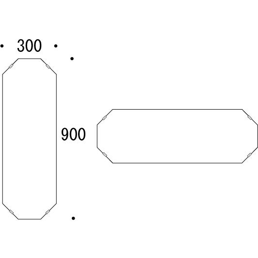 スーパークリアー ミラー 300x900mm 八角形 デラックスカット 鏡 壁掛け ミラー 壁掛け 日本製 5mm厚 玄関 リビング 寝室 トイレ 取付金具と説明書 高透過_1