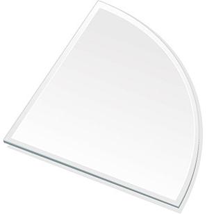 鏡 ミラーのトレイ トレー ディスプレイ プレート ミラーミラー トレイ ミラー トレー 鏡 トレイ 鏡 トレー：スーパークリアミラー（高透過 超透明鏡） トレイ 四分円（200x200mm）（鏡トレイ 鏡トレー ミラートレイ