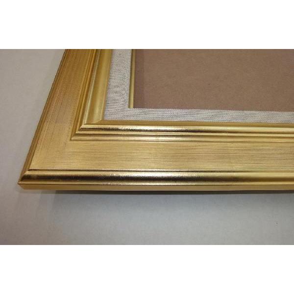 油絵額装F20号 アンジュ 金+緑 F20号 油彩額縁 アクリル板仕様【大型商品※送料