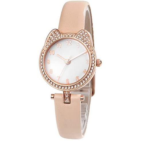 Comtex 腕時計 レディース 数字 ピンク レザー キッズ 可愛い 猫時計 ガールズ 女の子 学生 アナログ A ピンク猫耳 小 60sz9vit9j ファッション Windowrevival Co Nz