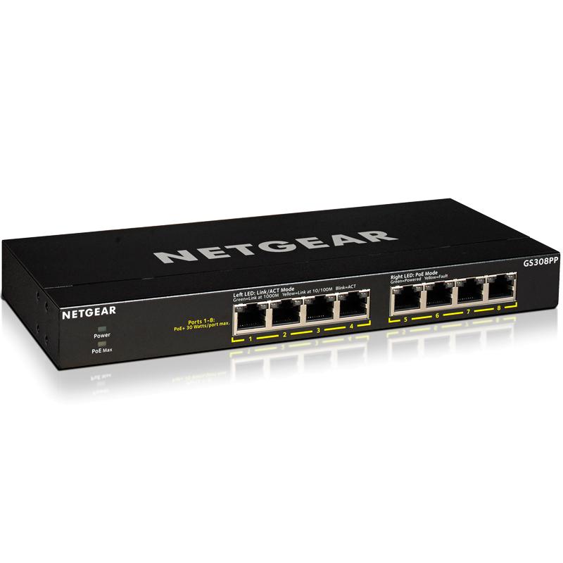 NETGEAR PoE+対応 ギガビット8ポート アンマネージスイッチ GS308PP-100AJS