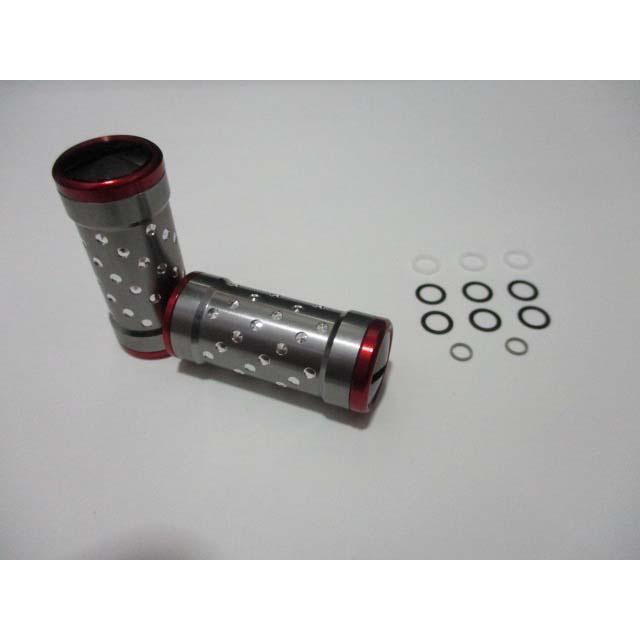 2個 筒ノブメタル 銀赤 パワー ハンドル ノブ 雷魚かごジギング ダイワ シマノ 向け 汎用 4mmタイプ Sale 100 Off