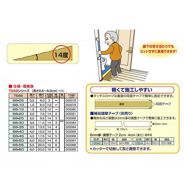段差解消スロープ タッチスロープ シンエイテクノ 68-35｜kagayaki-life｜02