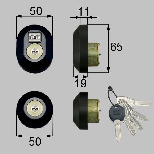 TOSTEM【トステム】  BFフォルマ MIWA交換用 ＤＮシリンダー(PSシリンダー)  2個同一 刻印： ＱＤＤ835 ・ ＱＤＣ18 ・ ＱＤＣ19 ブラック色 【送料無料】｜kagiproshop