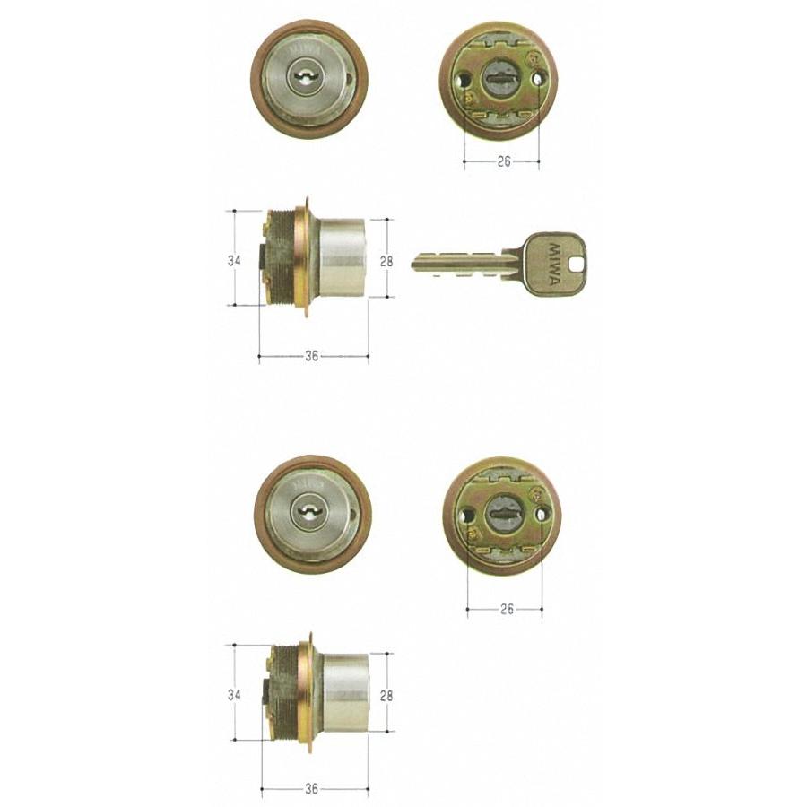 MIWA U9シリンダー LIXタイプ MCY-424 2個同一 キー6本付属　 LIX TE0 MCY424 ステンレスヘヤーライン色｜kagiproshop