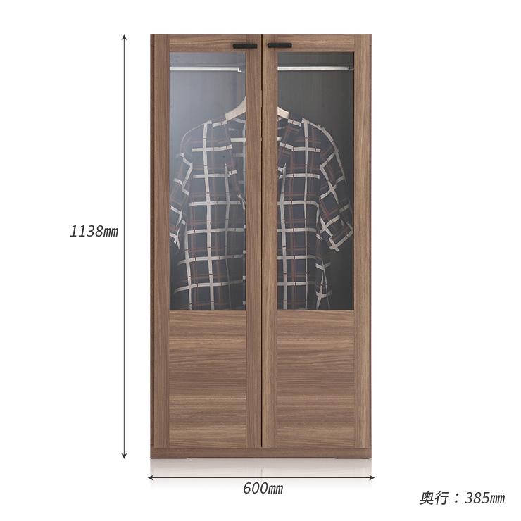 ハンガーラック 完成品 クローゼット ガラス 扉付き 服収納 ラック